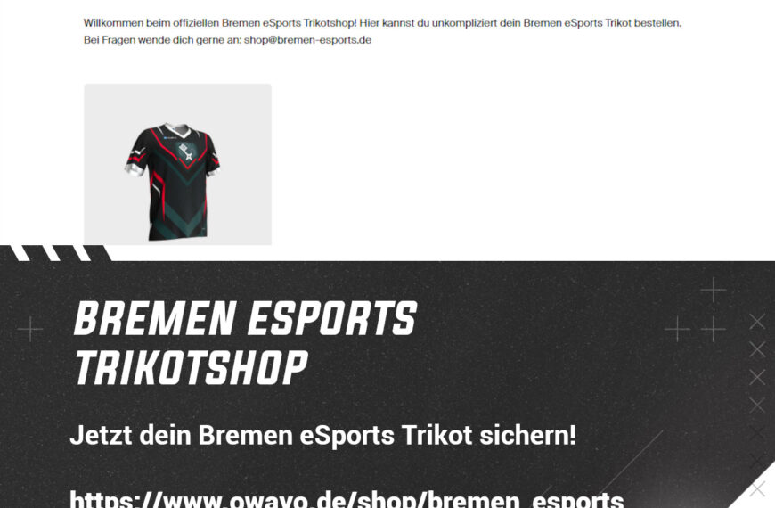 Bremen eSports Trikotshop ist live!